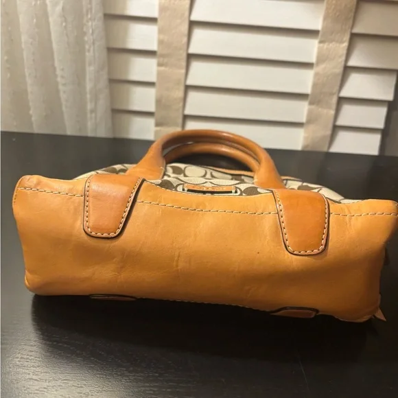 Coach Brown and Tan Signature Satchel - Picture 10 of 14
